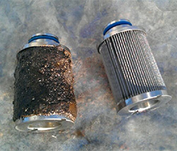 contaminated fuel filter